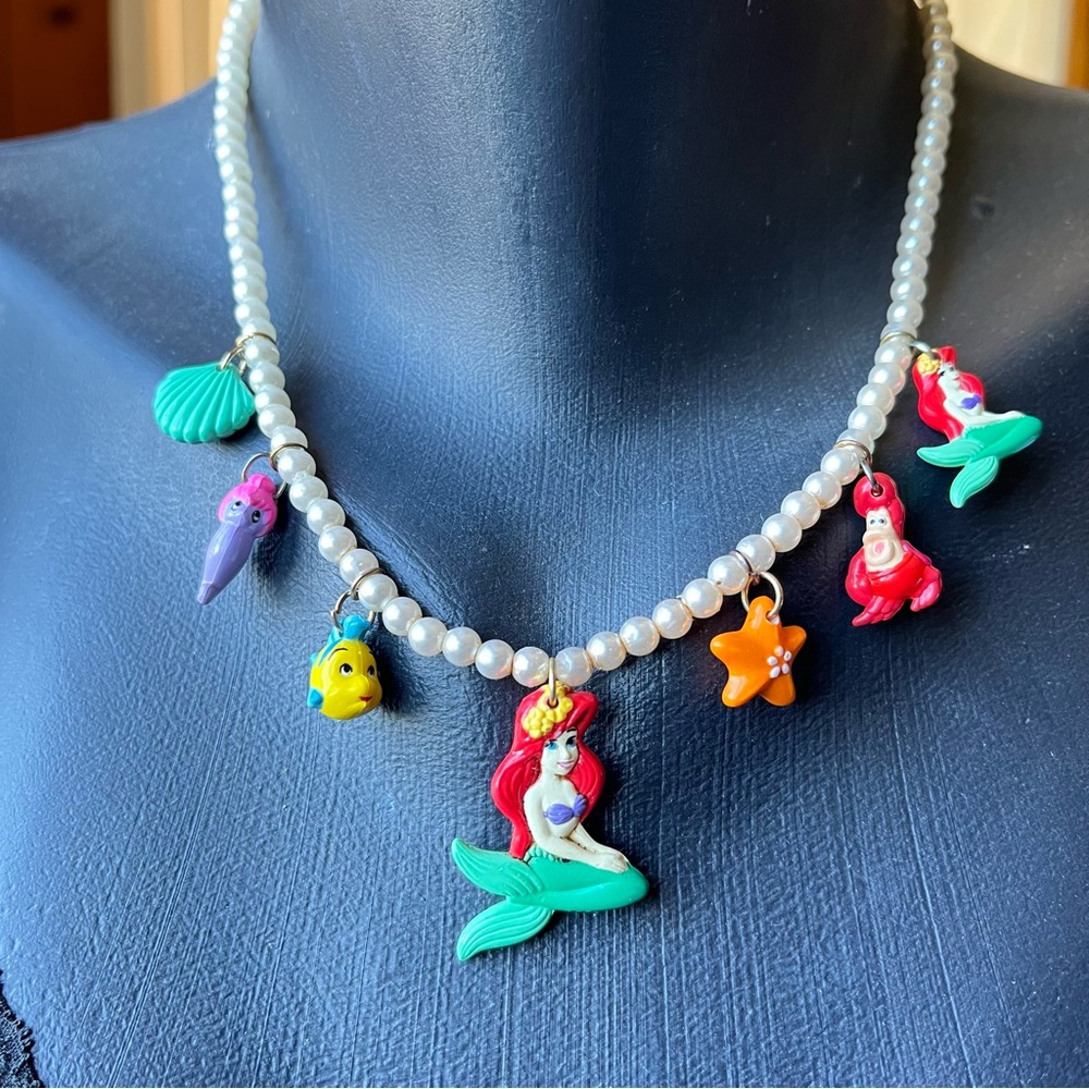 Disney Little Mermaid Charm Necklace - 1990s  arial founder Sebastian